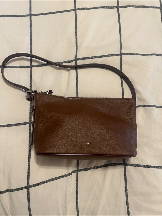 A.P.C. Handbags - A.P.C. Brown Pebbled Leather with dark burgundy accents Shoulder bag